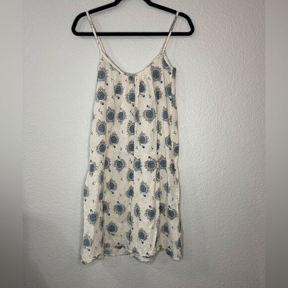 Pietsie Slip Floral Gauze Mini Boho Peasants Dress Size S Costal Beach - Picture 4 of 7